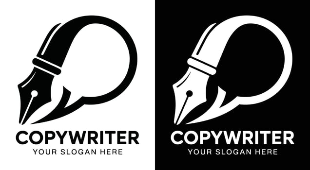 Copywriter Logo Bold Black Pen Speech for Persuasive Messaging vector