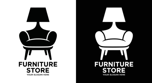Furniture Logo Bold Black Chair Lamp Fusion for Home Decor Lighting Brands vector