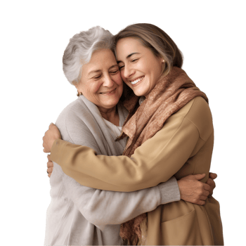 Transparent background embrace grandmother and granddaughter sharing love in a heartwarming moment png