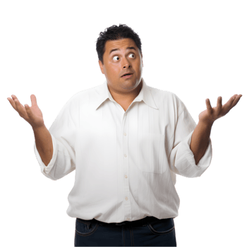 Transparent background of a man gesturing what can i do urban setting photo casual environment direct viewpoint png