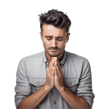 A man with transparent background contemplating life choices indoor setting portrait view emotional reflection png