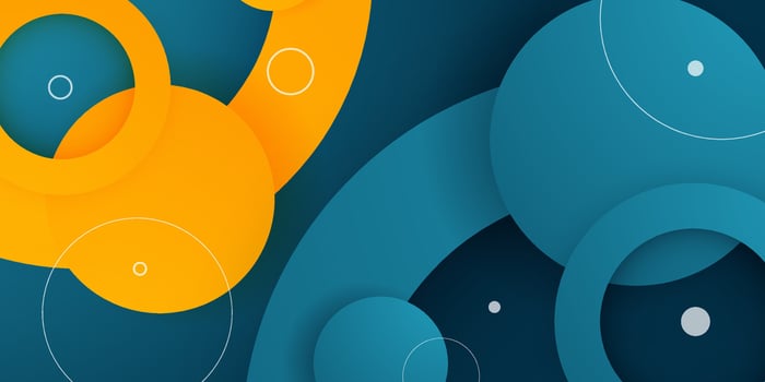 Abstract colorful blue and orange circle background. Overlap circle shapes pattern background vector