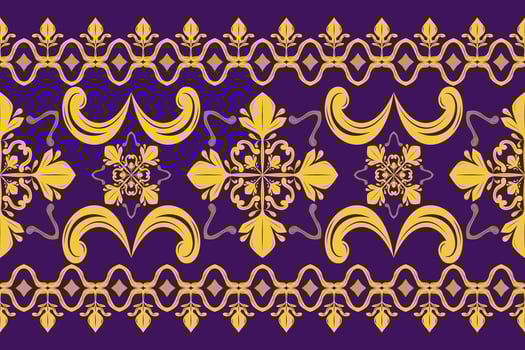 Deluxe Motif Grand Traditional Scroll Ethnic Ornament Curly Florals Decoration Geometric Twist Swirl Filigree for Expensive Royal Style. Luxury Fine Purple Pattern Seamless Border for Decoration Scarf vector