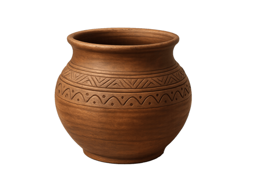 Simple Artisanal Pottery Showcase with Intricate Patterns and Textures png