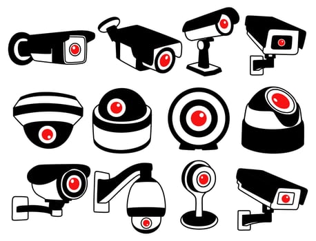 set of modern CCTV Icon sign. Spy camera protection symbol. Circuit camera logo design Illustration vector