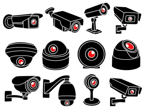 set collections black CCTV silhouette icon. Security Camera illustration template illustration vector