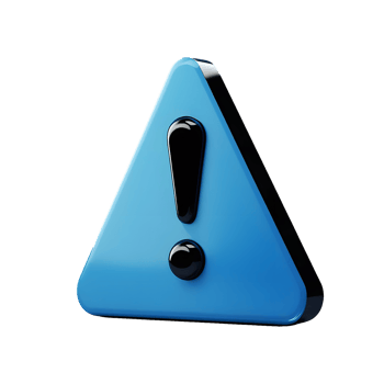 Glossy 3D Blue Warning Triangle Icon with Bold Exclamation Mark png