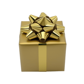 A shiny gold gift box with large decorative bow, perfect for special occasions and celebrations, exudes elegance and festivity png