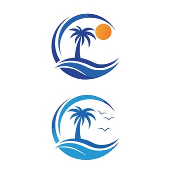 Stylized palm tree logo for tropical beach vibe. vector
