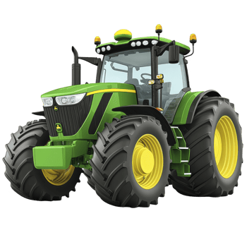 green and yellow tractor with large tires and modern design is depicted, showcasing agricultural machinery used for farming and fieldwork. tractor robust build and advanced features highlight its png
