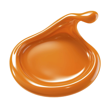 glossy, vibrant orange liquid splash with smooth, flowing shape, resembling droplet or wave. shiny surface reflects light, creating dynamic and energetic appearance png