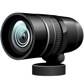 sleek black camera lens with shiny surface and intricate detailing, showcasing its modern design and functionality. lens is positioned at angle, highlighting its curvature and precision png