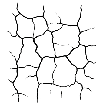A Cracked dry earth texture with irregular patterns, resembling drought affected soil. dark lines create striking contrast against lighter background, evoking sense of arid landscapes png