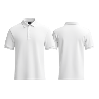 A White polo shirt with short sleeves, front and back view, isolated on transparency background. shirt features classic collar and button placket, ideal for casual or semi formal wear png