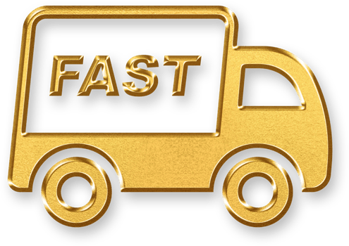 Gold Fast Express Icon 3D Glossy Golden Speed Truck Symbol with Motion Lines, Metallic Shine and Shadowed Effect for Delivery, Shipping, and Logistics Acceleration Concepts png