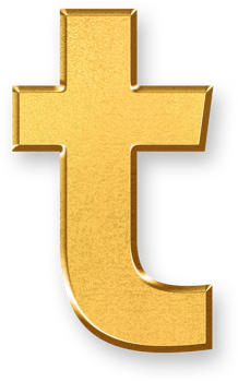Gold Letter t Icon 3D Glossy Golden Lowercase t Symbol with Metallic Shine and Shadowed Style for Typographic Design, Education Tools, Logo Text, and Alphabet Based Graphic Systems png