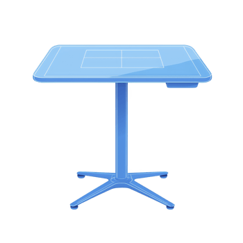 sleek, modern blue table with rectangular glass top and sturdy metal base, perfect for contemporary interiors. table features minimalist design with clean lines png