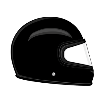 sleek black motorcycle helmet with clear visor, designed for safety and style. helmet aerodynamic shape and glossy finish make it ideal for riders seeking protection and comfort png