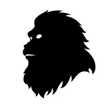 A Silhouette of gorilla head in profile with detailed outline png