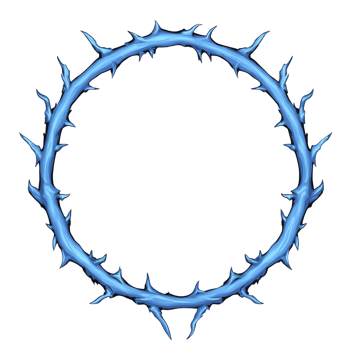 A glowing blue circular frame with thorn like spikes creates mystical and ethereal appearance, perfect for fantasy themed designs or digital art projects png