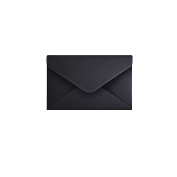 A sleek black envelope with glossy finish, perfect for formal invitations or elegant correspondence. envelope minimalist design adds touch of sophistication to any occasion png