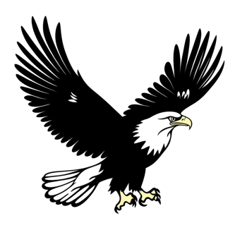 A majestic eagle with outstretched wings is depicted in dynamic pose, showcasing its powerful beak and talons. illustration captures essence of strength and freedom png