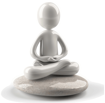 Polished white figurine of a seated person in a meditative pose. png