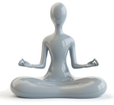 Gray figure in seated meditation posture. png