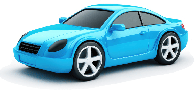 Vibrant blue sports car, sleek design. png