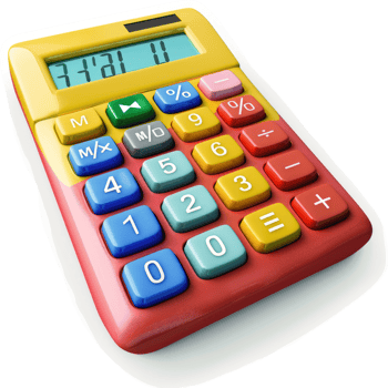 Colorful, functional handheld calculator. png