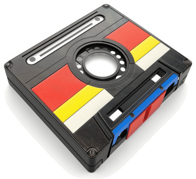 Colorful vintage audio cassette tape. png