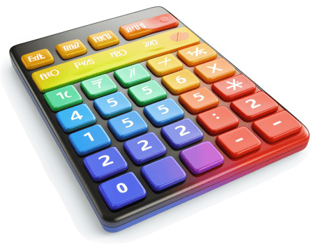 Colorful digital calculator with arithmetic functions. png