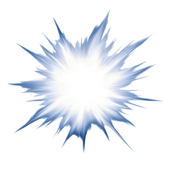 bright, dynamic explosion of light with sharp, jagged edges radiating outward, creating sense of energy and motion. burst features gradient of white to blue hues, evoking powerful and dramatic png