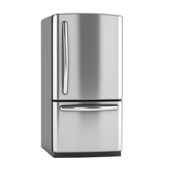 sleek, modern stainless steel refrigerator with bottom freezer, featuring minimalist design and smooth finish, perfect for contemporary kitchens png