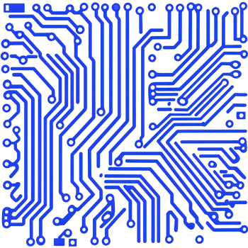 complex blue circuit board pattern with intricate pathways and connections, representing technology and innovation. design is symmetrical and visually striking png
