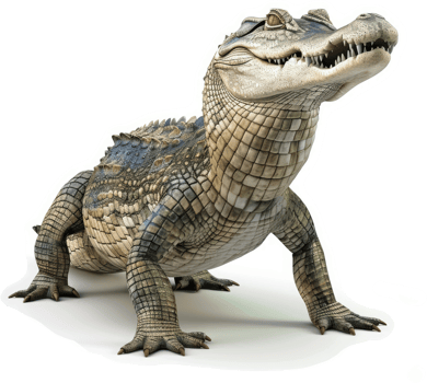 A detailed illustration of a young alligator. png