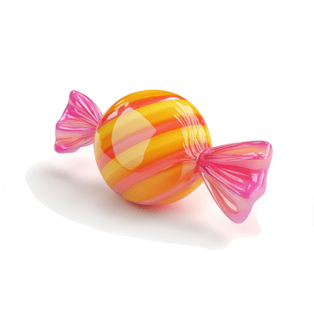 Vibrant, round candy with a pink wrapper. png
