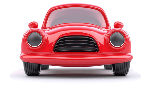 Front view of a stylized, red vintage car. png