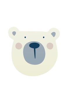 Cute scandinavian head ice bear nursery room wall art decor vector