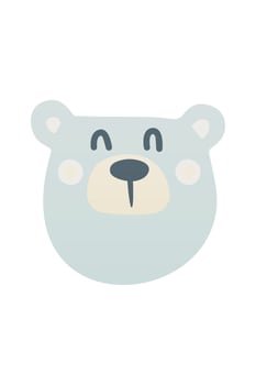 Cute smile scandinavian head bear nursery room wall art decor vector