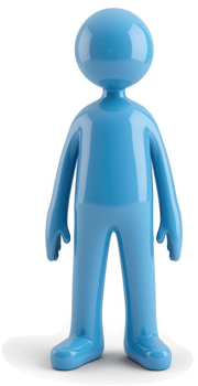 Glossy blue figure stands in neutral position. png