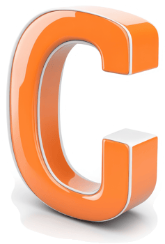 A bold, 3D orange capital letter C. png