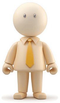 Beige cartoon business person figure stands facing forward. png
