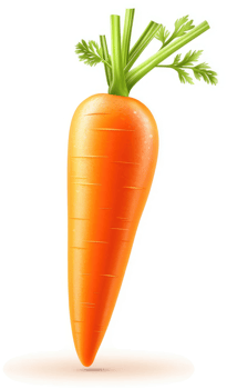 Vibrant orange carrot with green leaves, isolated on a white background. png