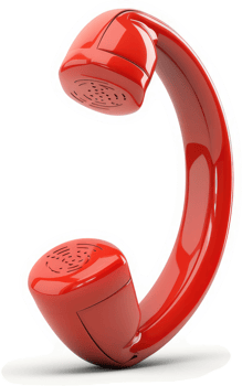Retro-style red corded telephone handset with built-in speakers. png