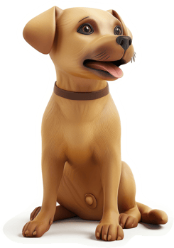 Digital illustration of a light brown puppy sitting upright. png