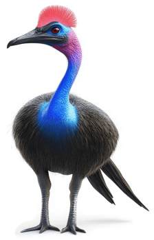 Vibrant cassowary bird with striking plumage. png