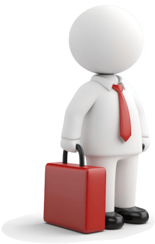3D rendering of a businessperson with briefcase. png