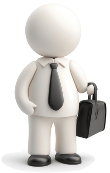 Stylized 3D businessperson figure with briefcase. png