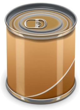 Empty canned food product, displayed in a graphic representation. png